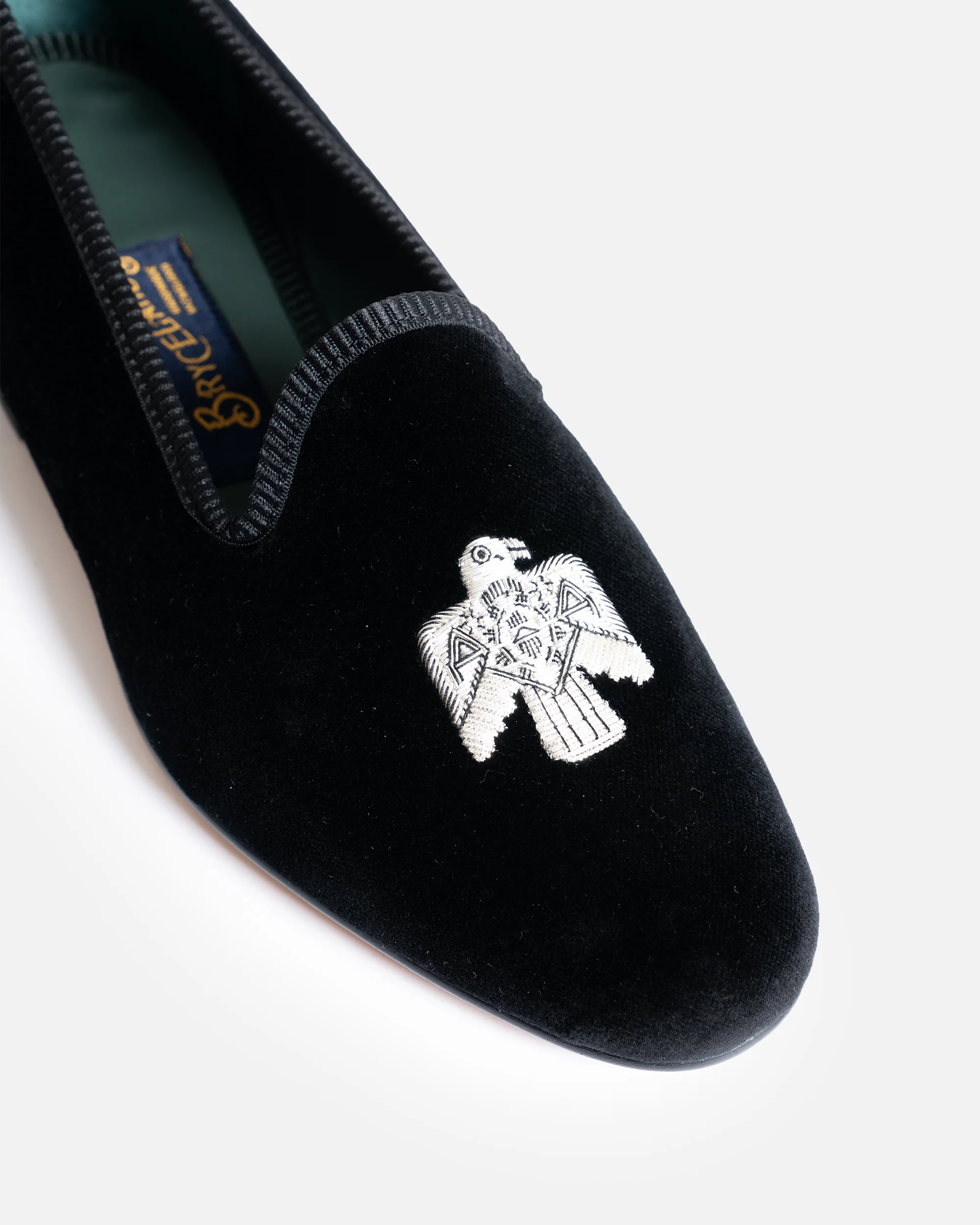 Bryceland's x Bowhill & Elliott Velvet Slippers Black (Thunderbird) - Image 4