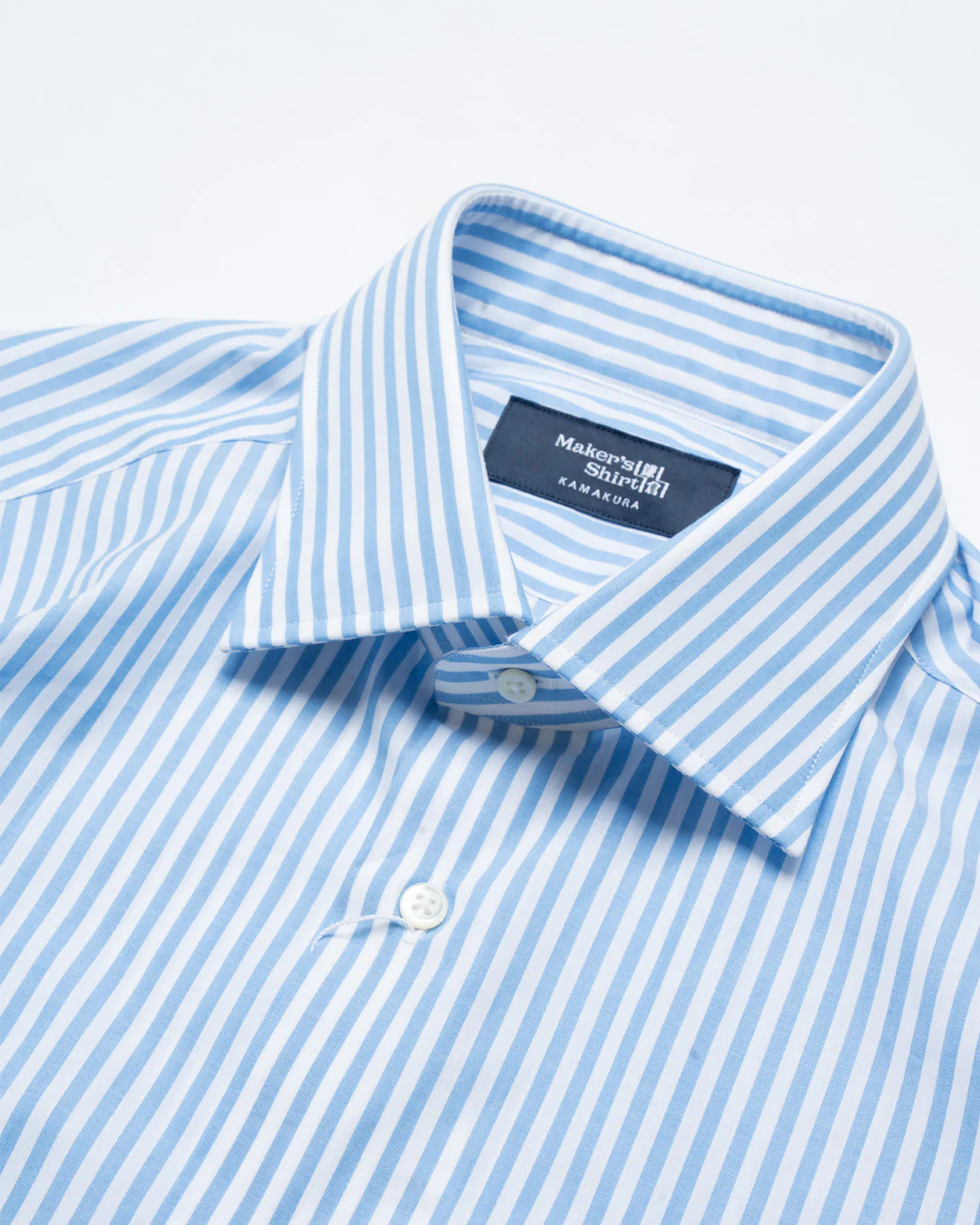 Kamakura Blue Stripe Spread Collar Broadcloth Shirt - Image 3