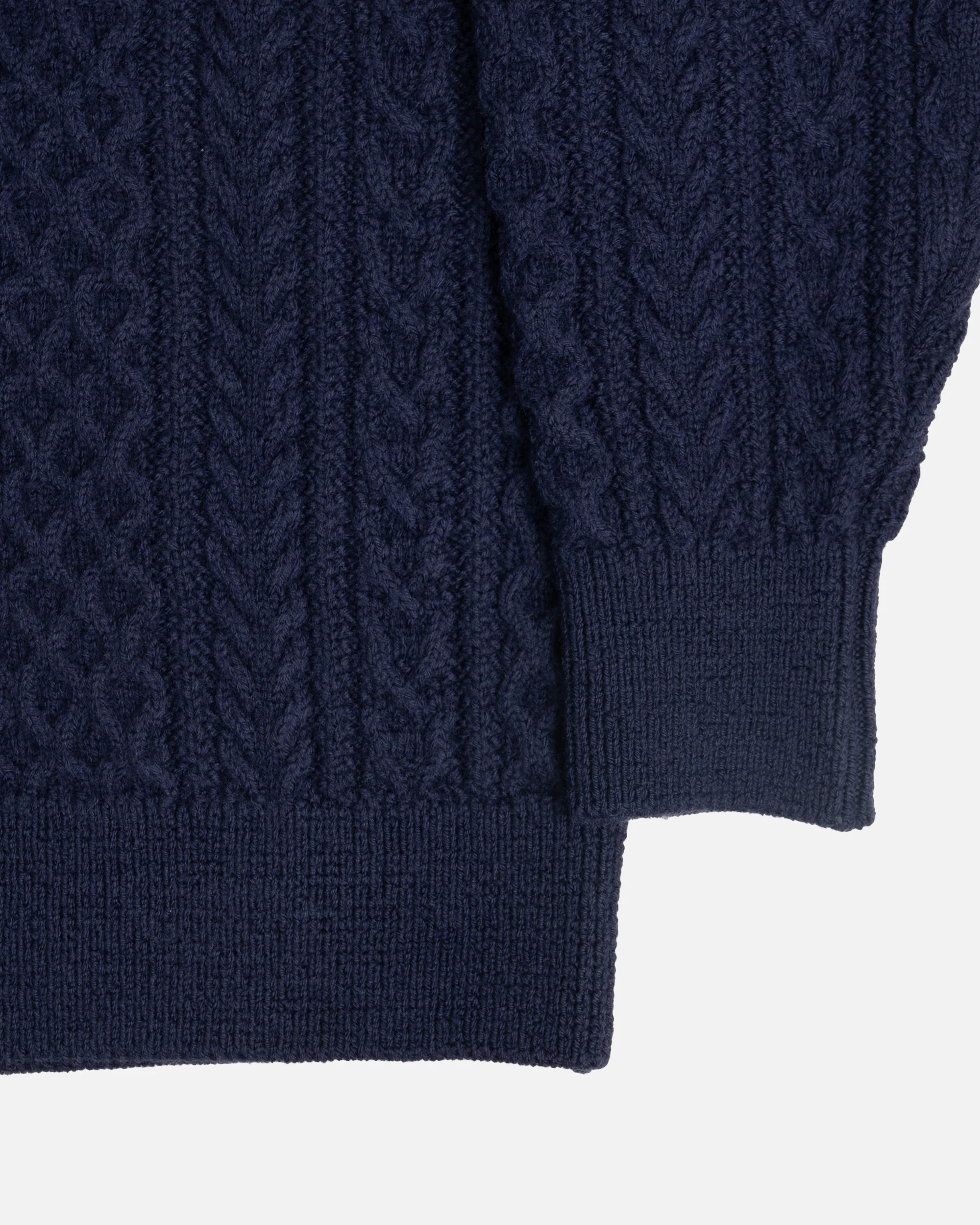Yonetomi Reborn Wool Aran Knit Pullover Navy - Image 3